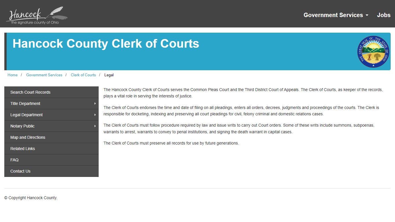 Legal - Hancock County, Ohio