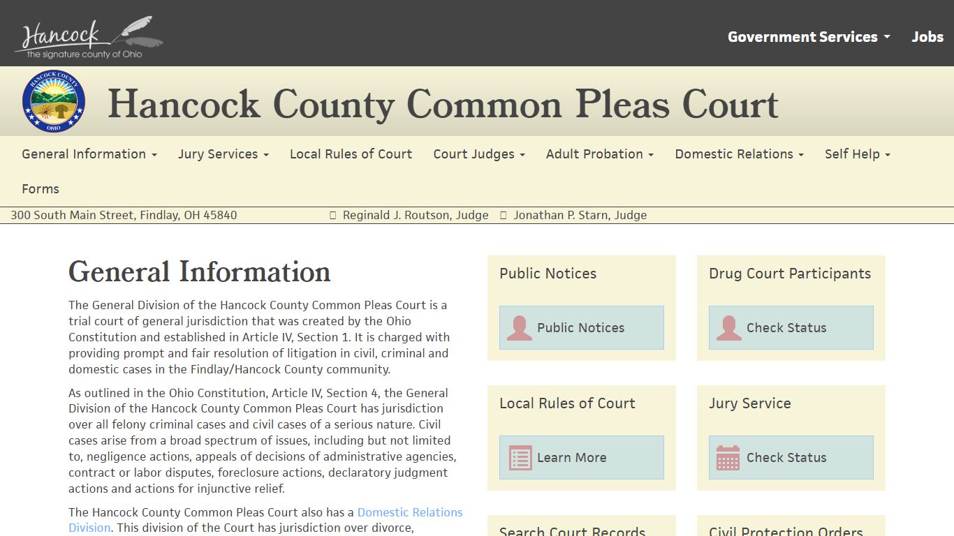 Common Pleas Court - Hancock County, Ohio